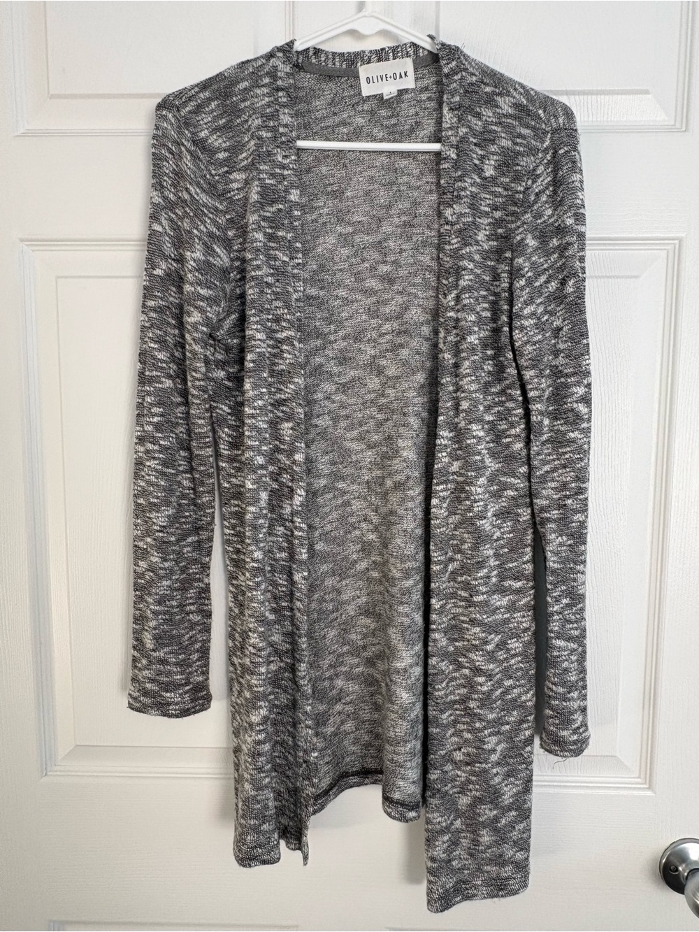 Olive & Oak Marled Gray Open-Front Women's Cardigan